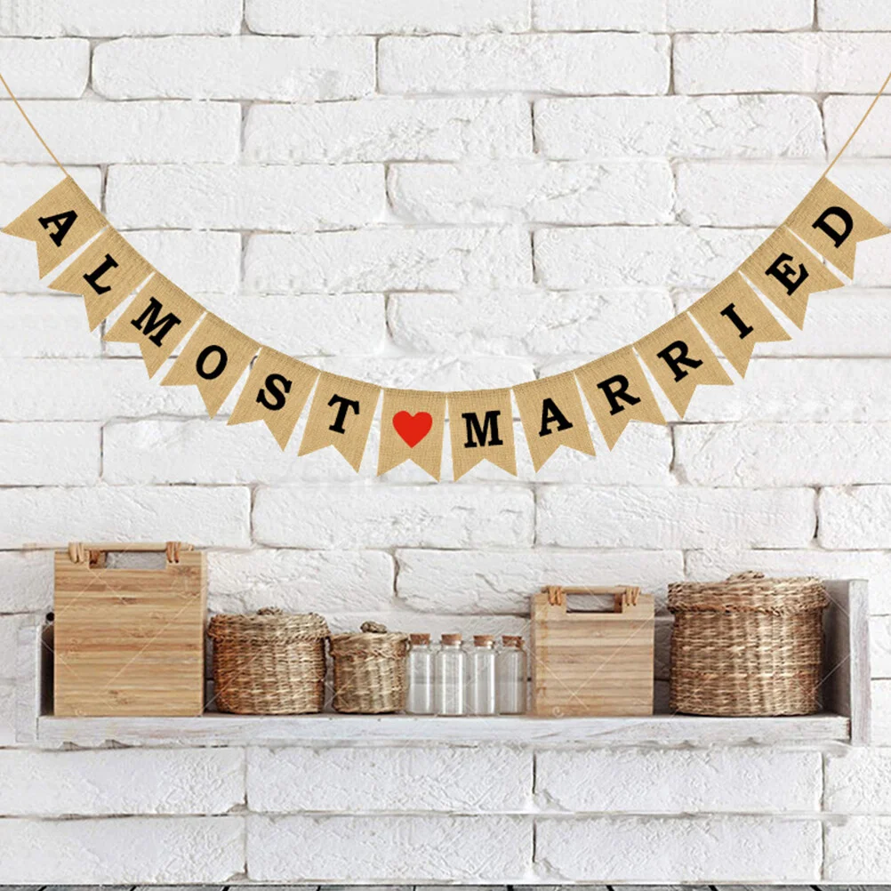 

1pc Wedding Letter Bannerative Linen Banner Bunting Garland Pull Flag (Assorted Color)