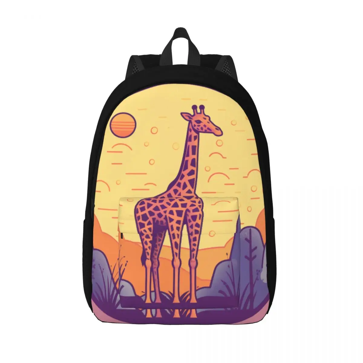 

Giraffe Canvas Backpacks Simple Circle Lightweight Funny Backpack School Bags