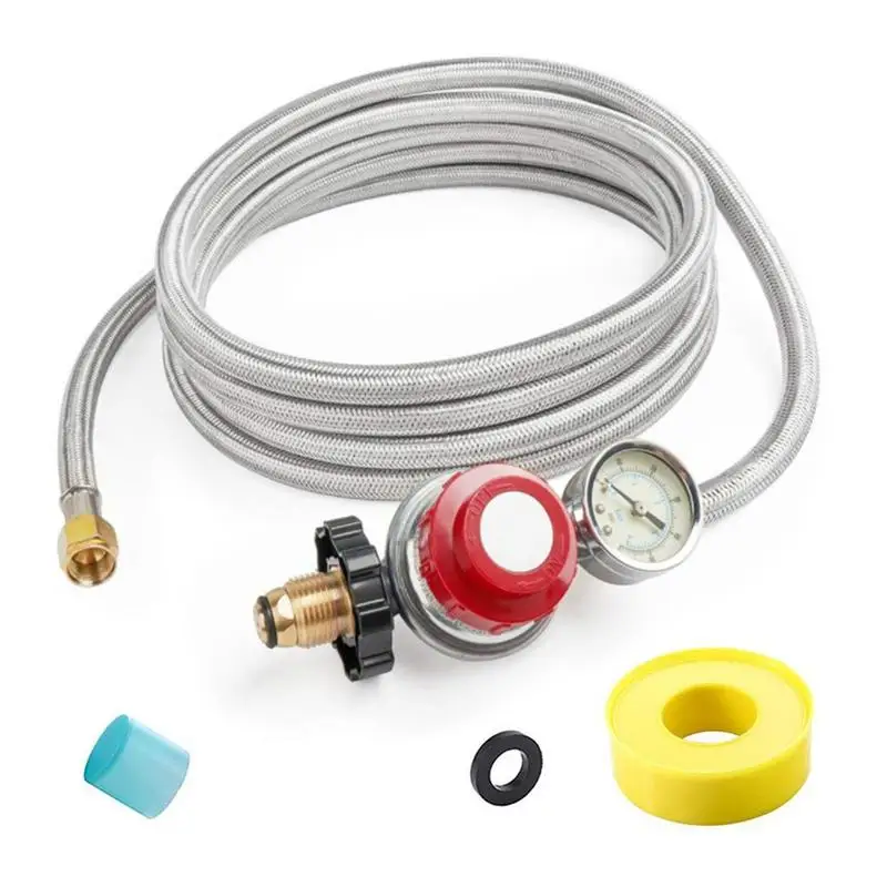 

Газовый регулятор высокого давления Psi, поворотный шланг с манометром, 38 дюймов, с регулировкой в оплетке