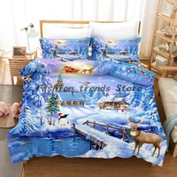 christmas snow bedding set 3d duvet cover sets comforter bed linen decor twin queen king single size luxury cartoon gift deer