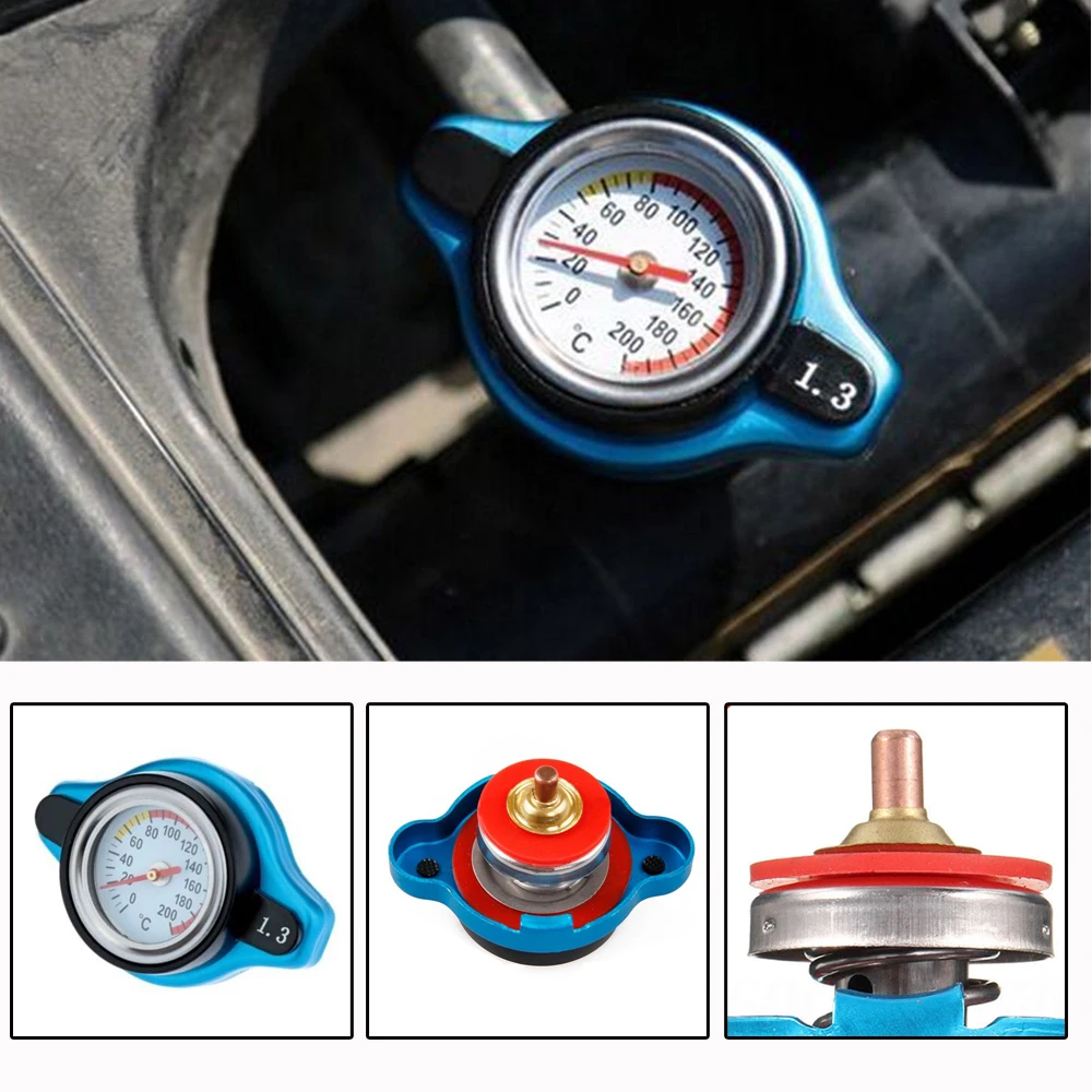 

1pcs Car Thermostatic Gauge Radiator Cap Cover With Water Temp Gauge 1.3 Bar Temperature Cover Car Accessories(Big head)