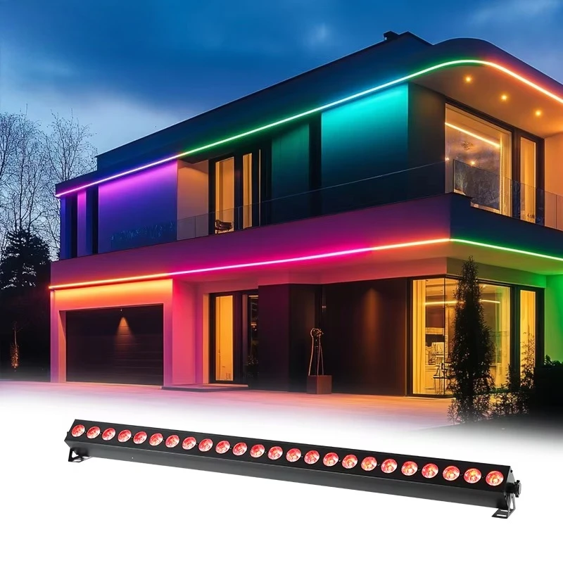 Фото Профессиональная RGBW DJ-светодиодная панель для дискотек, 24x3W, с эффектом настенного освещения и последовательными эффектами для ночных клубов, сценического освещения и вечеринок (DMX512) №1