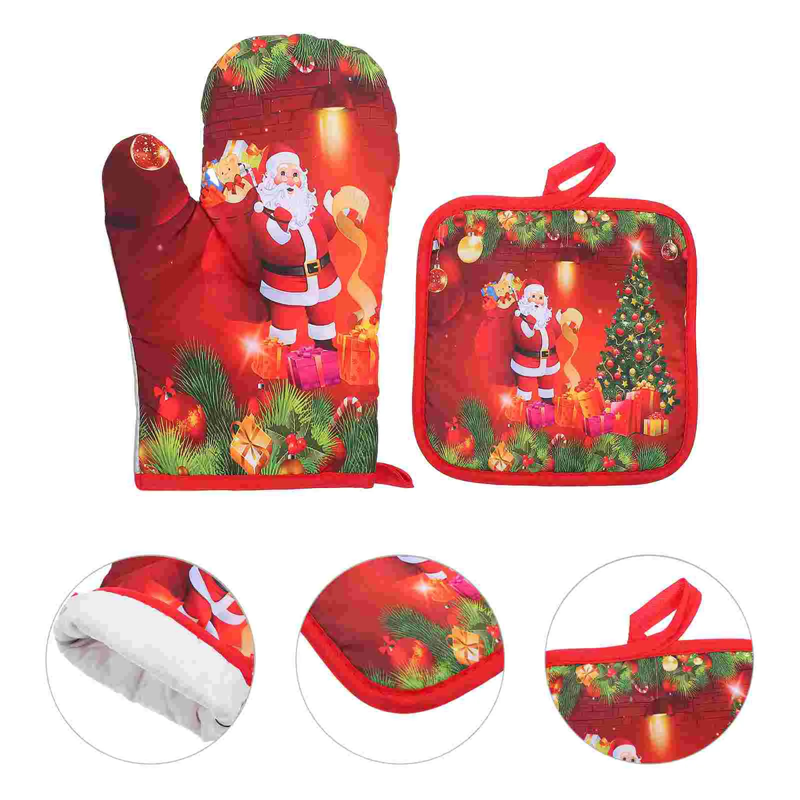 

Oven Pot Mittsfor Holders Kitchen Holder Christmas Heat Holiday Resistant Mitt Cotton Hot Mittens Cooking Sets Setgloves