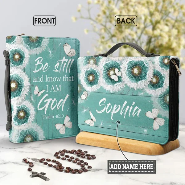 

Be Still And Know That I Am God Bible Bag Female New Leather Handbag Zipper Small Item Storage Practical Bible Protection Bags