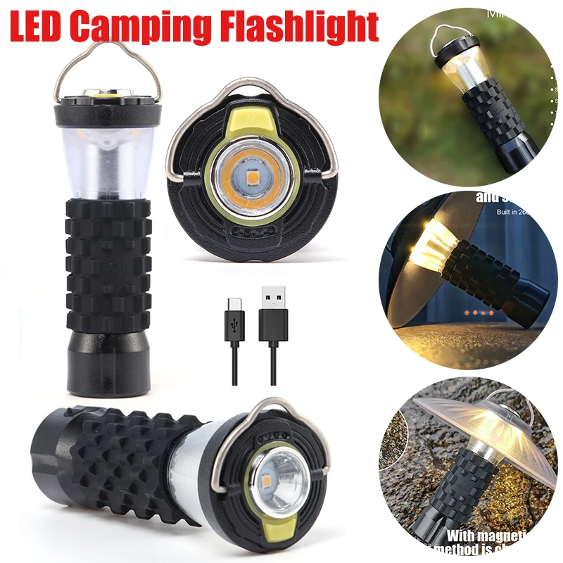 

USB Rechargeable LED Camping Atmosphere Lanterns Flashlight 3 Modes Portable Outdoor Hiking Tent Hanging Emergency Lights