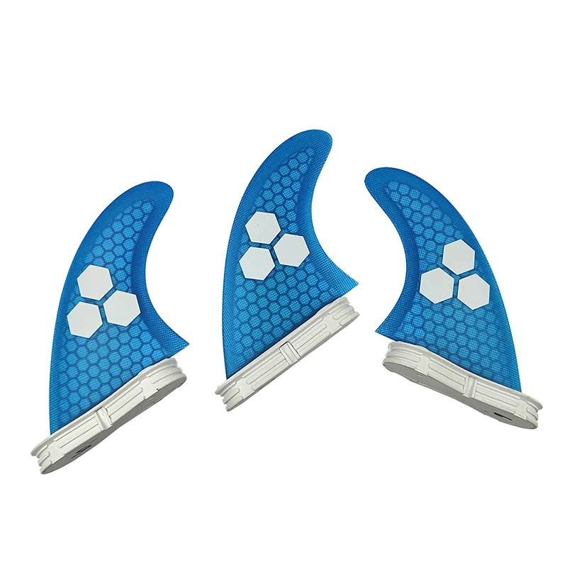 UPSURF FCS2 Fins Thruster G7 Double Tabs 2 Fin Tri-fin Set Fiberglass Honeycomb Surf Fin Blue Color Surfboard Fin