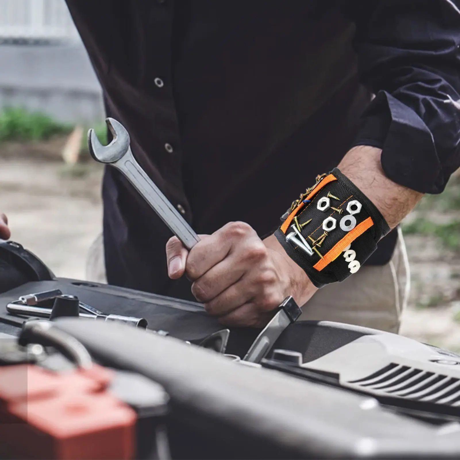 Magnetic Wristband Portable Tool Bag Strong Belt with Telescopic Pick Up for Screw Nail Nut Bolt |