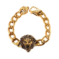 collare tiger bracelet men 316l stainless steel cuban chain goldblack color bracelets bangles hippie men animal bracelet h042