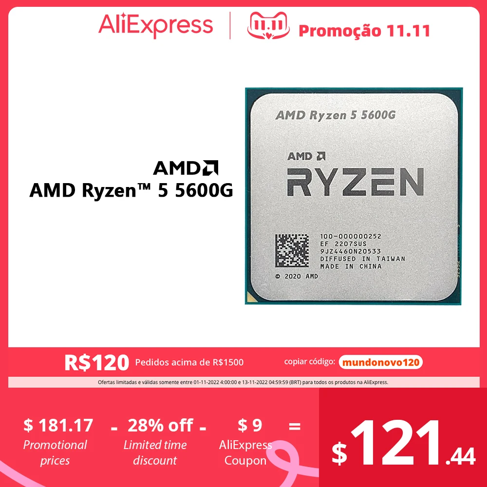 Najtaniej AMD Ryzen 5 5600G R5 5600G 3.9GHz Sześciordzeniowy Dwunastogwintowy 65W Procesor CPU L3 = 16M 100-000000252 Gniazdo AM4 Bez Wentylatora