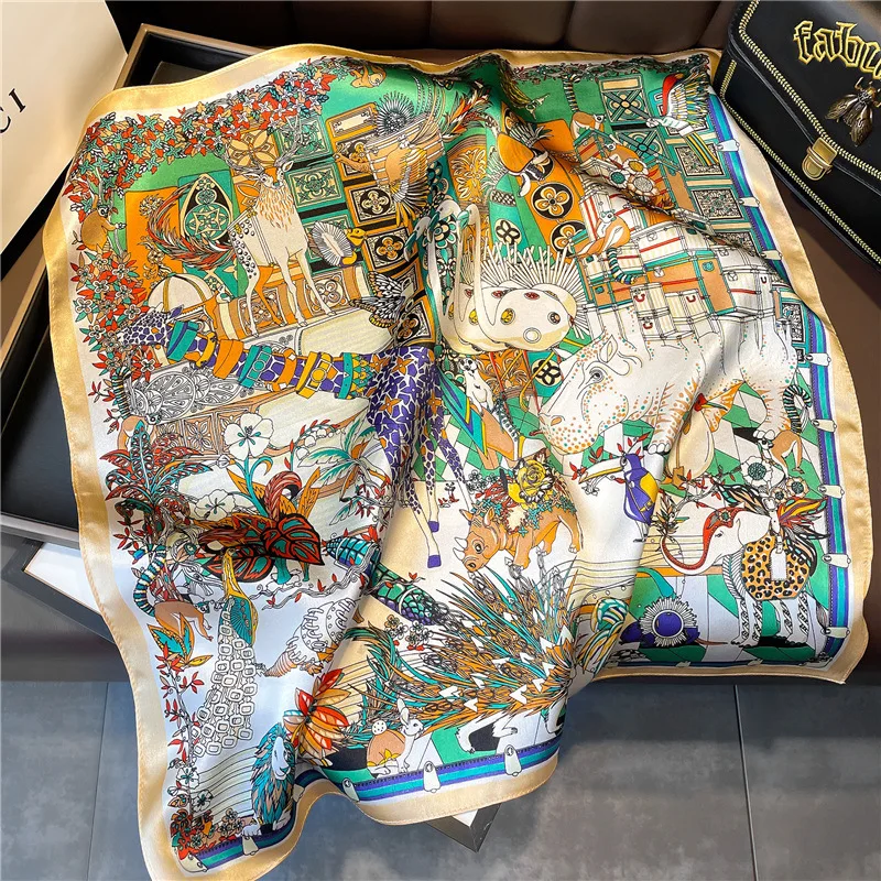 2024 100% натуральный шелковый квадратный шарф Женский дизайнерский шейный платок с