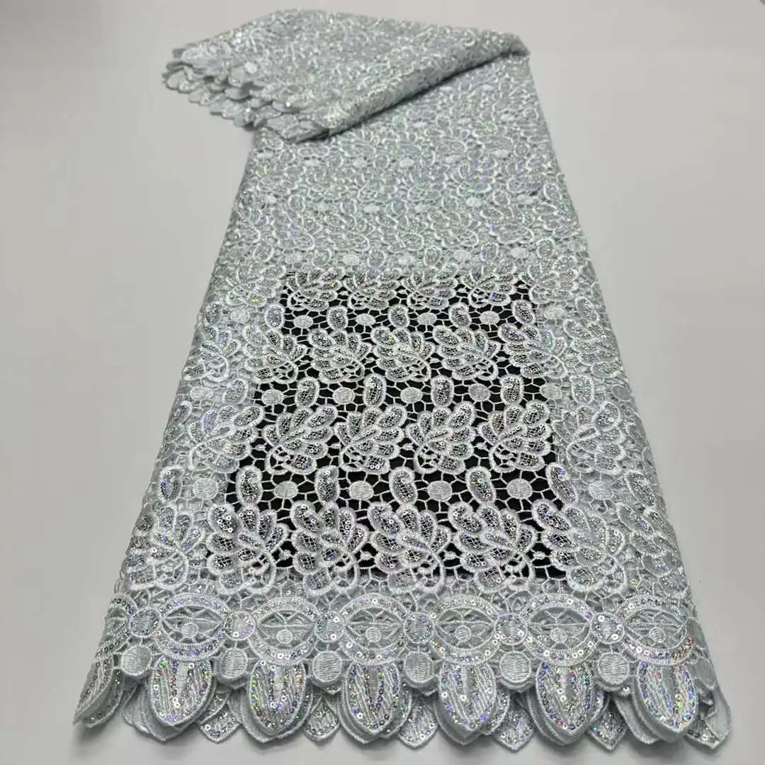 Африканский гипюр нигерийская кружевная ткань вышивка блестками шнур для