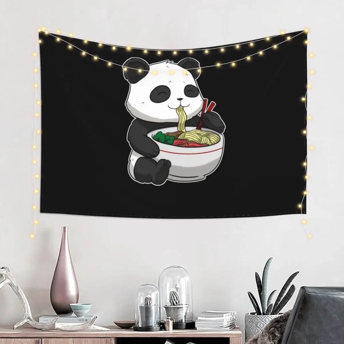 Азиатский суп Фе Вьетнамский с лапшой рамэн панда идея подарка гобелен декор