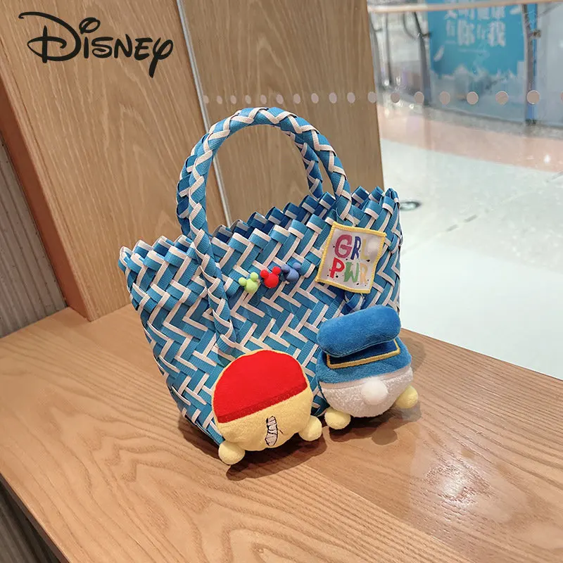 Disney's New Vegetable Basket Fashion High Quality Woven Women's Bag Popular Cartoon Versatile Large Capacity Women's Handbag