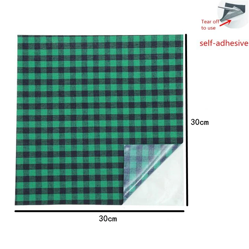 Красная и зеленая клетчатая термоклейкая нашивка хлопковые сетчатые тканевые