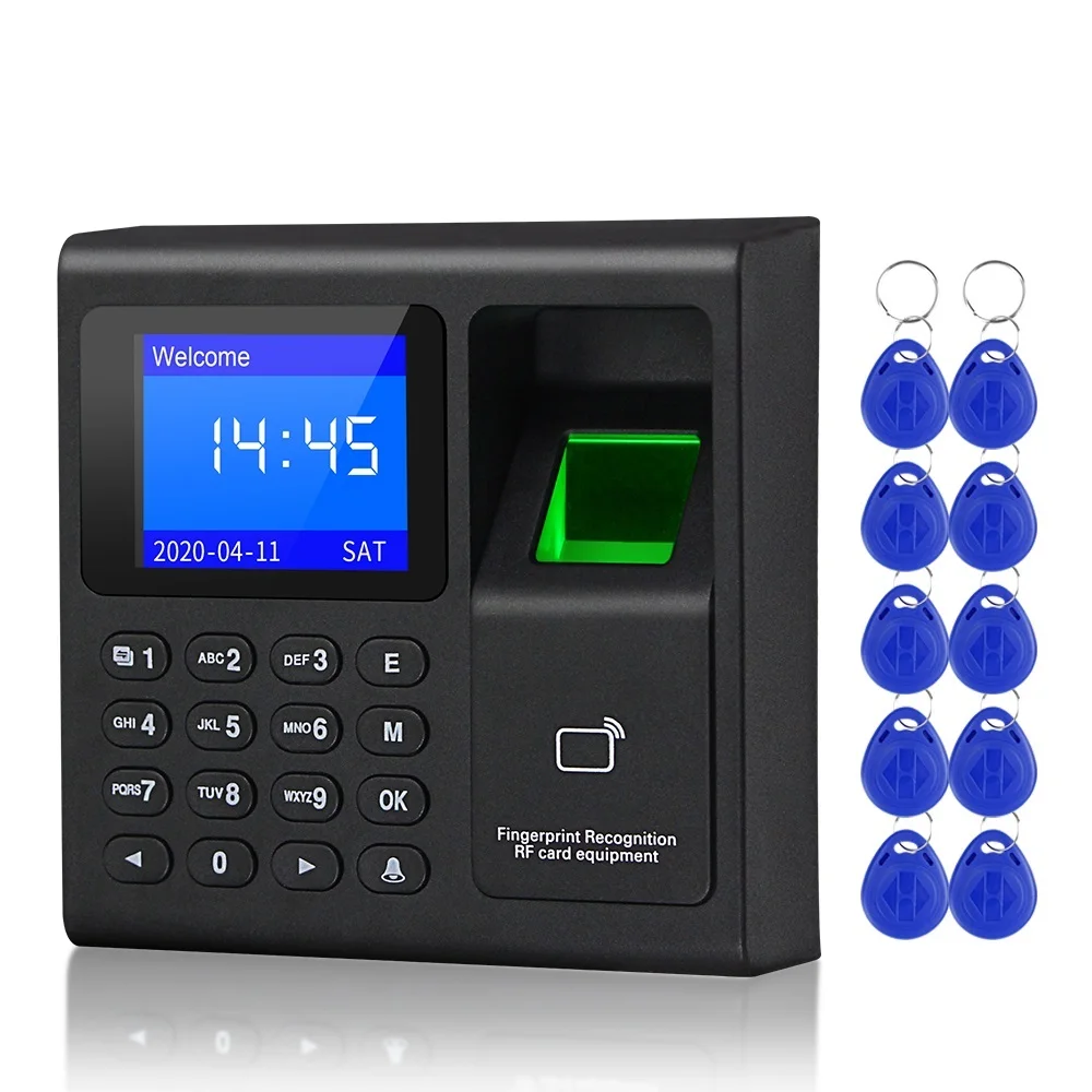 

Biometric Fingerprint RFID Access Control Keypad System Electronic USB Time Clock Recorder Attendance Machine +10 Keyfobs Card