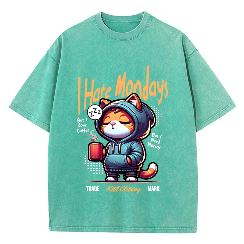 Модные женские стираные футболки с милым мультяшным принтом кота хлопковые