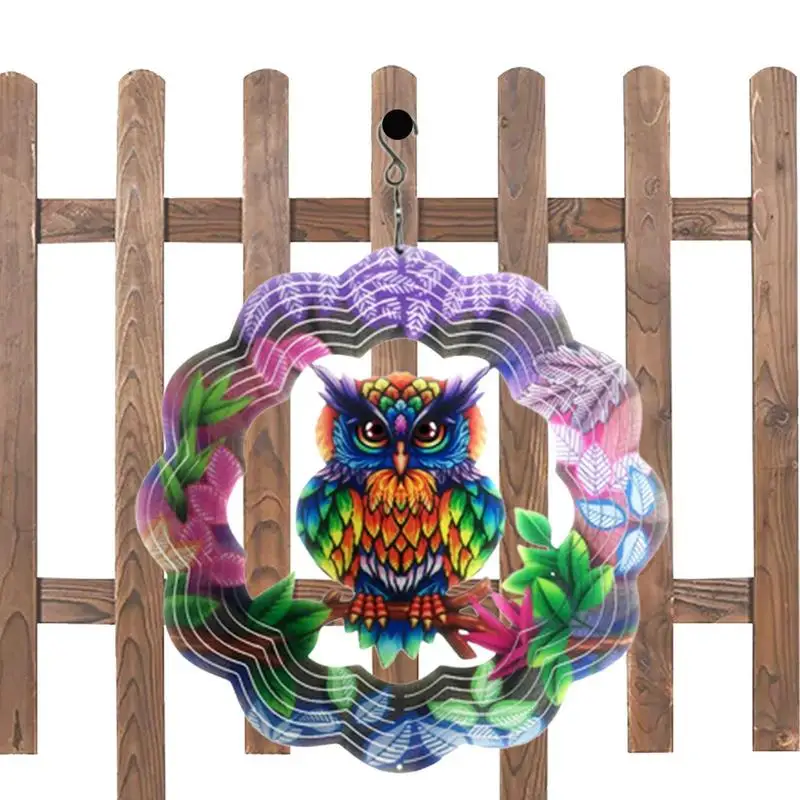 

Kinetic Sculpture Owl Colorful Owl 3D Hanging Wind Spinner Owl Spinner Hanging For Yard And Garden Magical Kinetic Wind Catchers