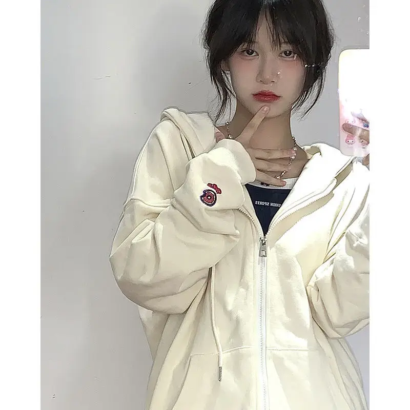 

BEENLE 2022 Spring and Autumn Women's New Hooded Thin Cardigan Coat Korean Version Loose Long-sleeved Trend Solid Color Top