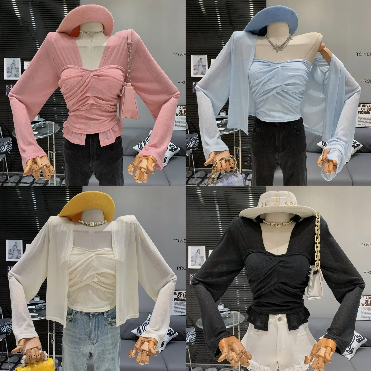 Корейский стиль чистый желание эстетичный подтягивающий нагрудный кардиган без