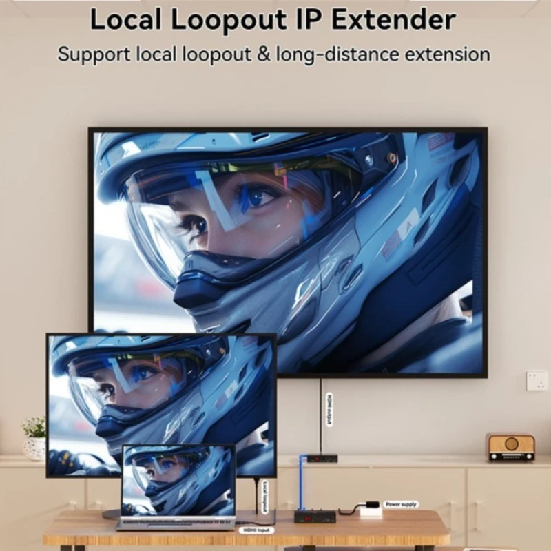 Фото Удлинитель HDMI POE по IP через RJ45 (Cat5e/Cat6) с передачей на расстояние до 150 метров, поддержка коммутации один-к-многим, много-к-многим, поддержка горячих клавиш №4