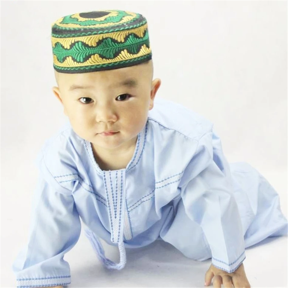 Kids Muslim Clothing Islamic Boys Abaya Dubai Kaftan Jubba Thobe Eid Mubarak Prayer Saudi Arabia Blouse Toddler Robes Dress Robe