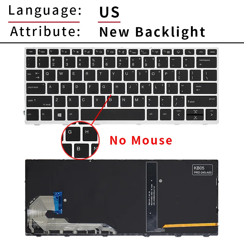 Новая русская клавиатура для ноутбука HP Elitebook 730 g5 735 G5 830 836 L07666