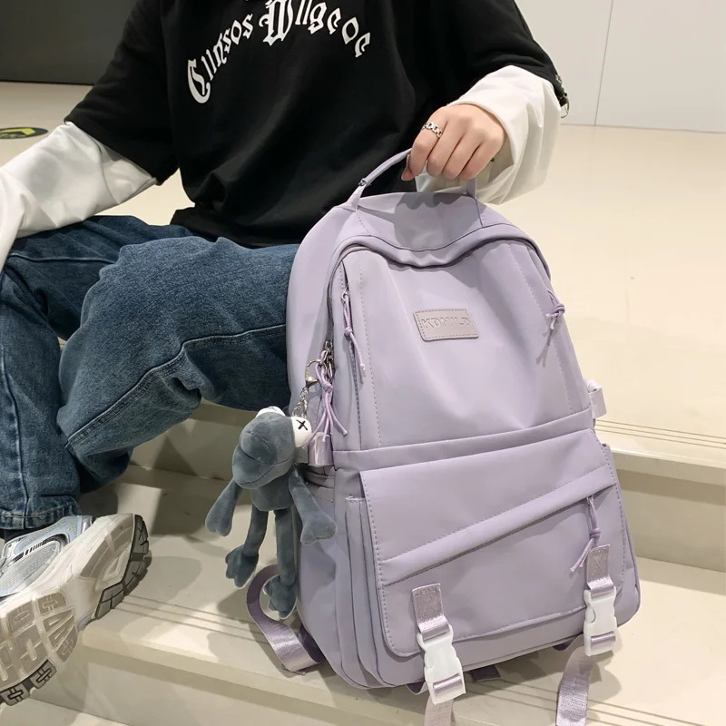 

Unisex Inclined Zipper Waterproof Travel Bag Trendy Girl Kawaii Nylon Backpack Men Cool Laptop Backpack College Women Schoolbag