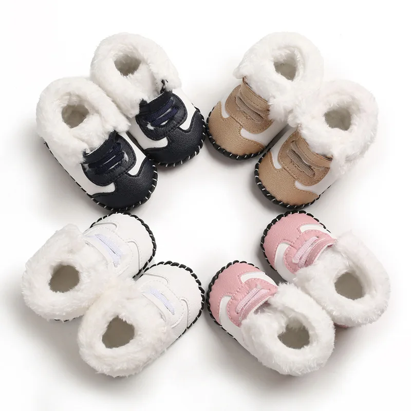 

Baby Winter Snow Boots PU Leather Casual Shoes Warm Thick Plus Velvet Soft Sole Sneakers for Girls Boys Infants Gifts