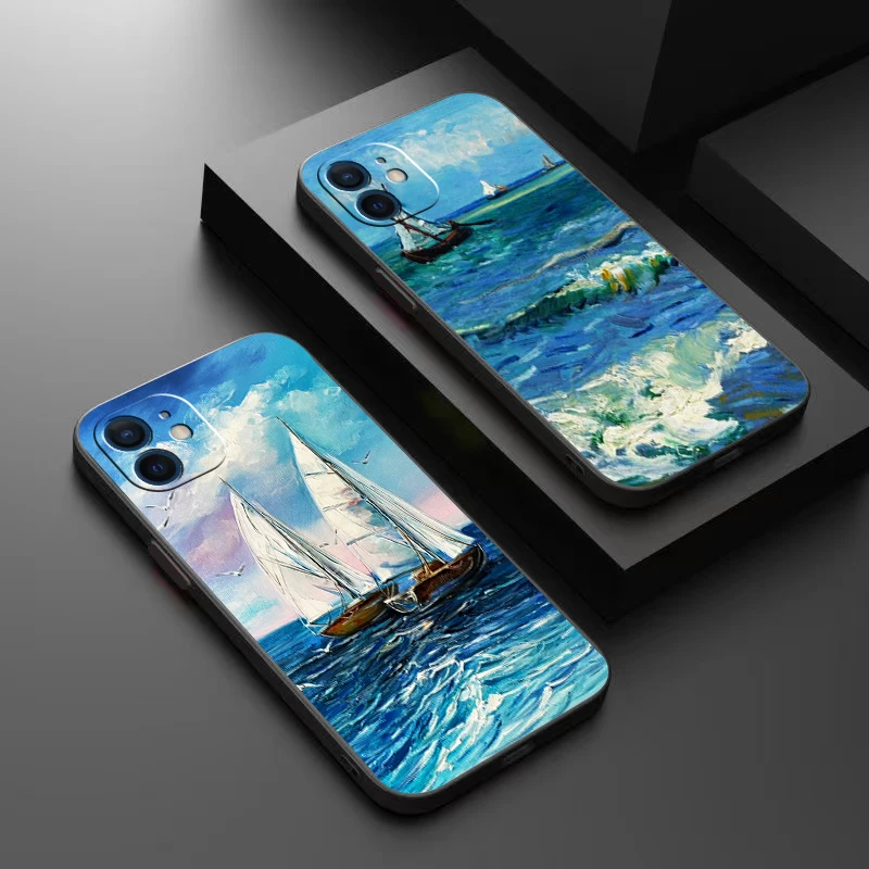 

Vintage Landscape Oil Painting Phone Case For Funda iPhone 13 12 11 Pro Max Mini X XR XS Max 6 6s 7 8 Plus Carcasa Celular