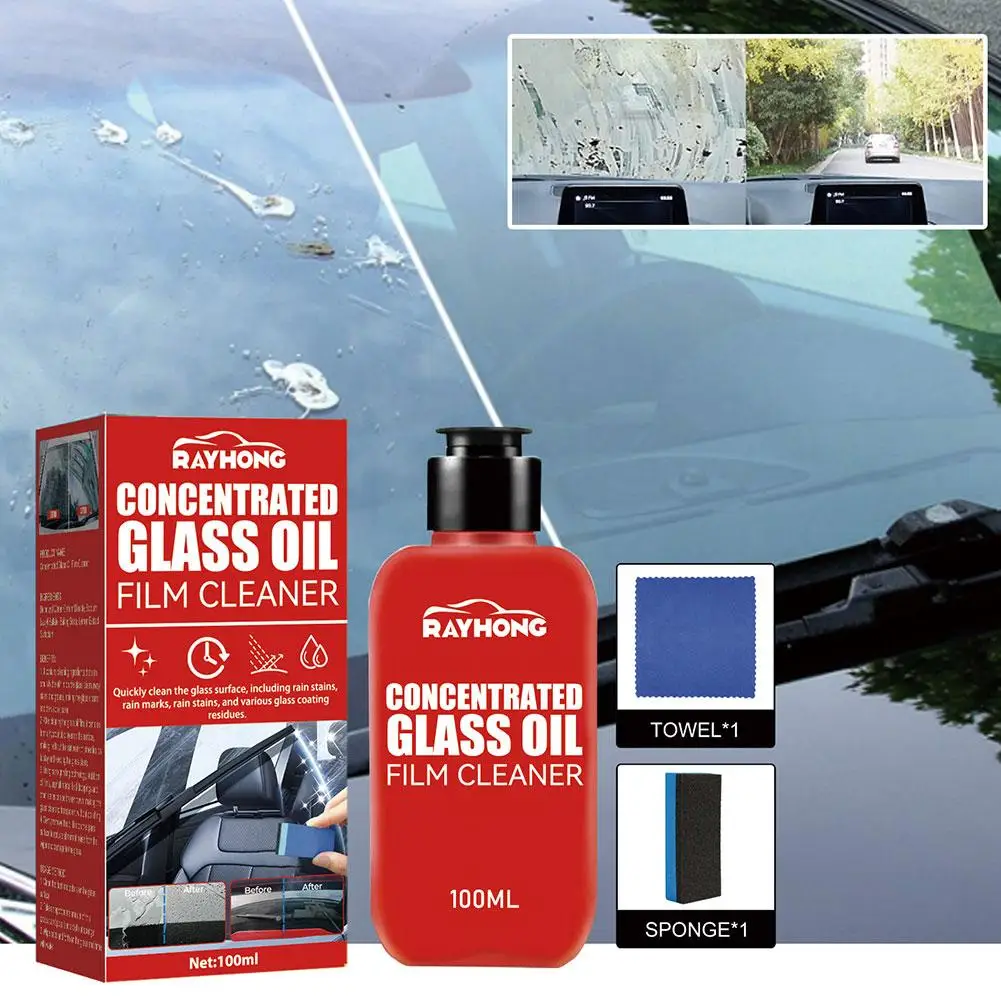 

100ml Car Glass Oil Film Removal Paste Deep Cleaning Agent Coating Cleaner Film Polishing Sponge Waterproof Windshield Rain B1L6