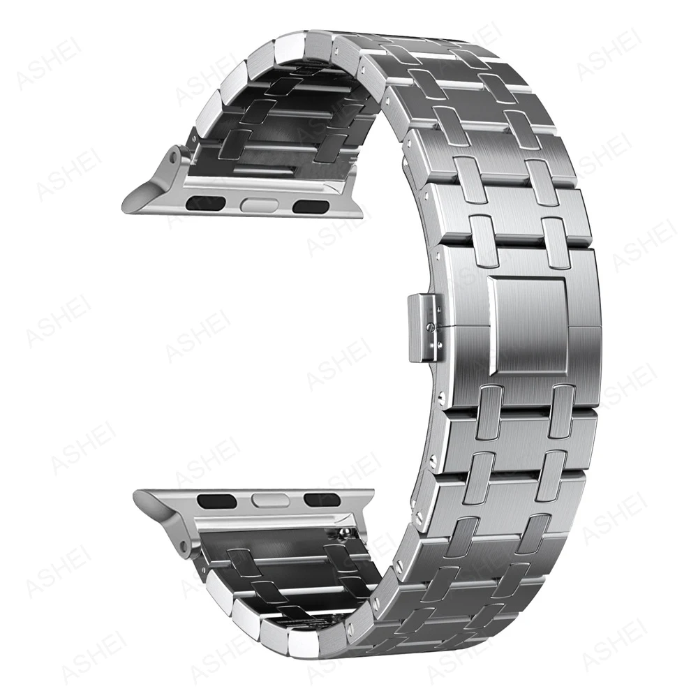 Фото Ремешок из нержавеющей стали для apple watch ultra, роскошный браслет для iwatch ultra 49 мм band series 8 7 45 мм 41 мм 6 5 4 se 44 мм 40 мм №3