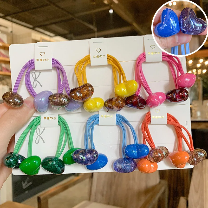 

2PCS New Cartoon Cardioid Girls Kids Elastic Hair Bands Children Hair Ties Cute Princess Hair Accessories Baby Headwear