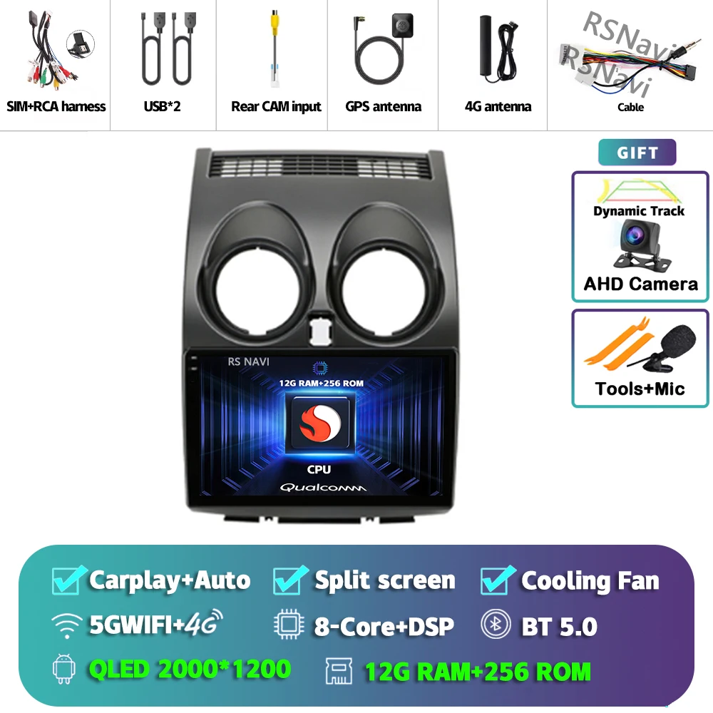 

Snapdragon Android 14 Carplay Авто Авто Радио Мультимедийный Плеер Для Nissan Qashqai J10 2006 2007 2008-2013 GPS 24-часовая доставка