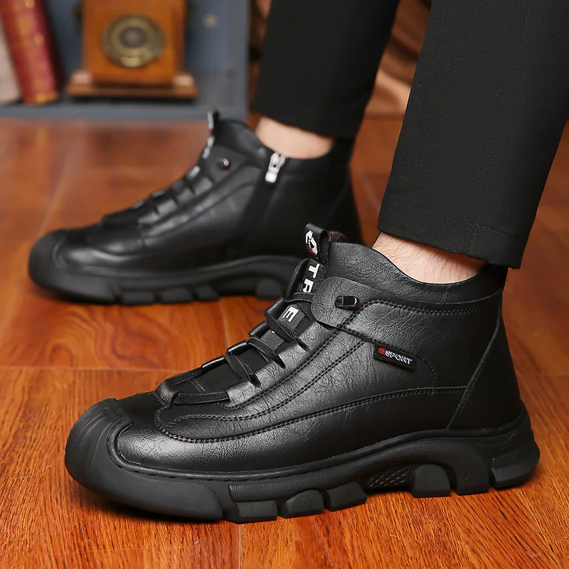 Кожаная обувь из хлопка утолщенная кожаная с высоким верхом защитой от холода