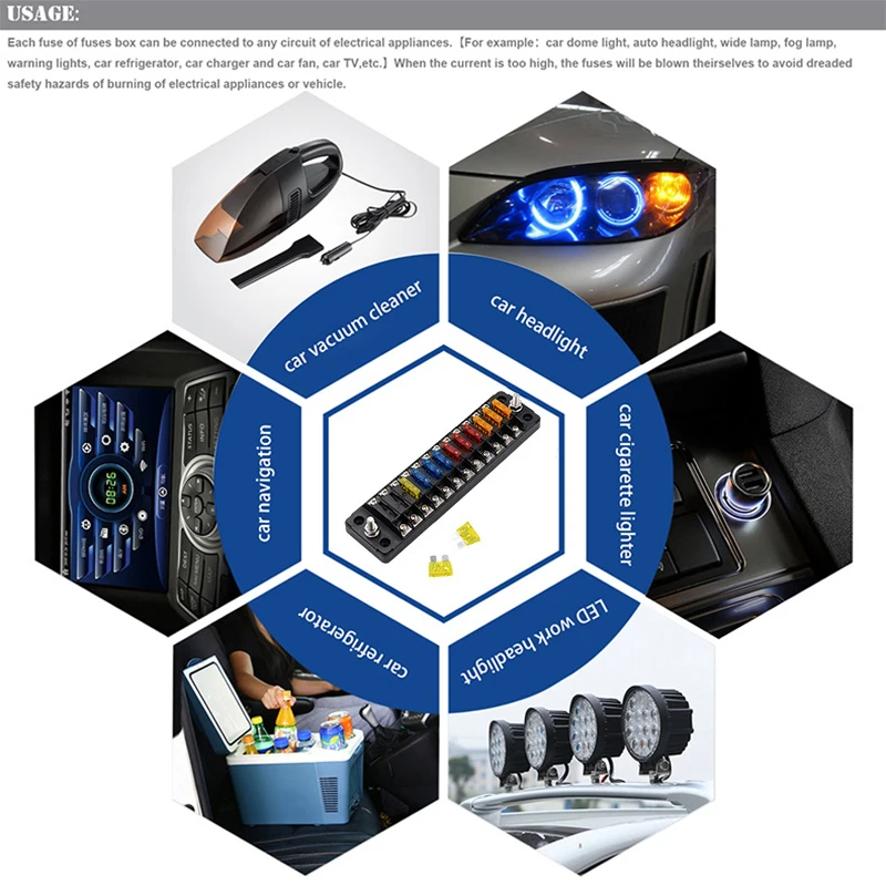 Блок предохранителей 32 в 75 а огнестойкий блок с 12 отверстиями двойным