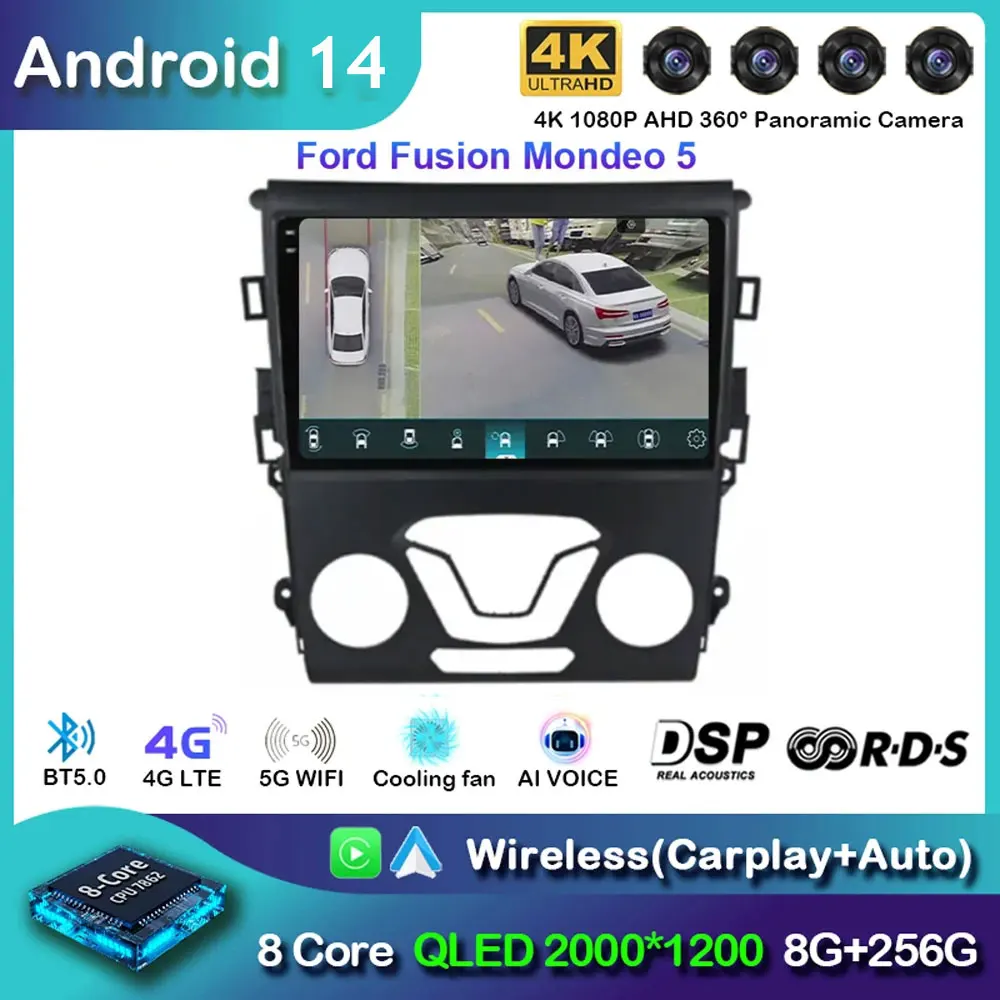 Android 13 Carplay Auto 4G WIFI GPS для Ford Mondeo 5 Fusion 2012-2019 Автомобильный радиоприемник