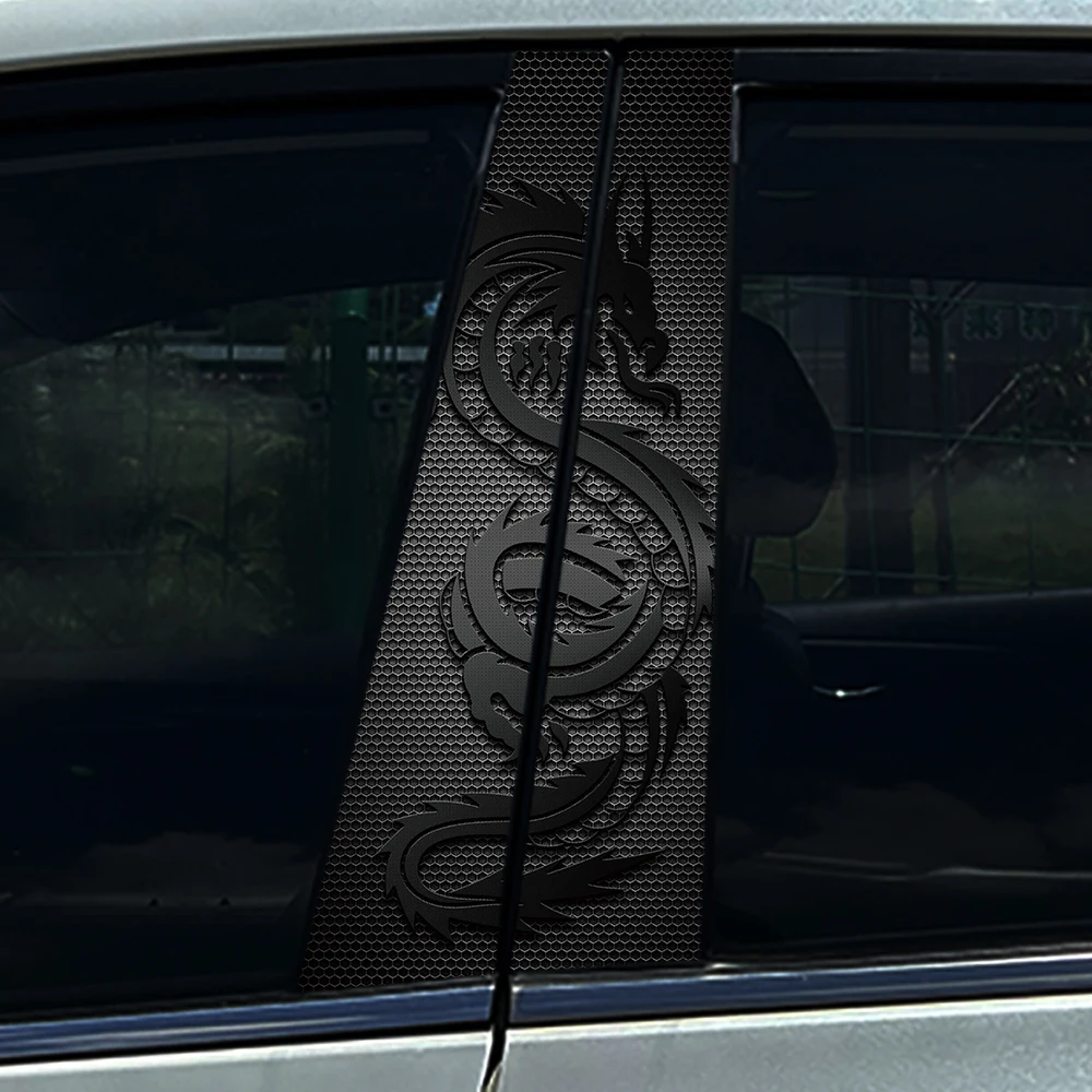 

1/2 шт., черный, синий дракон, наклейка на центральную стойку автомобиля, защитная пленка для автомобильной стойки B, украшение, наклейка на крышку царапин