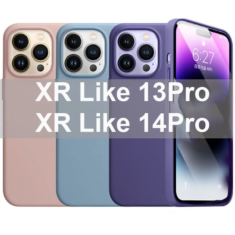 100% Fits DIY Square Silicone Phone Case For iPhone XR like 13 Pro Big Camera Case cover for funda iPhone XR to 14Pro Purple