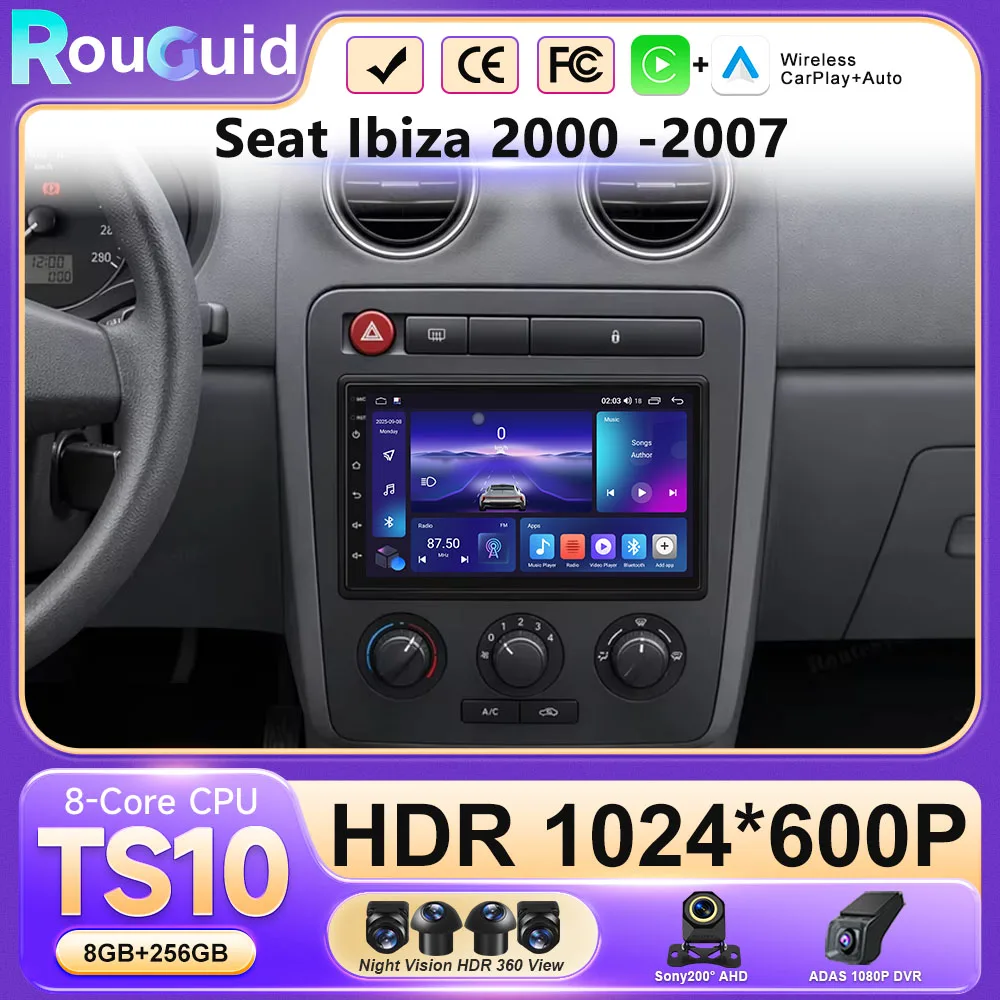 Фото 7-дюймовый Android-экран для Seat Ibiza 2000-2007 годов выпуска, GPS-навигация, радио, мультимедийный проигрыватель, CarPlay №2