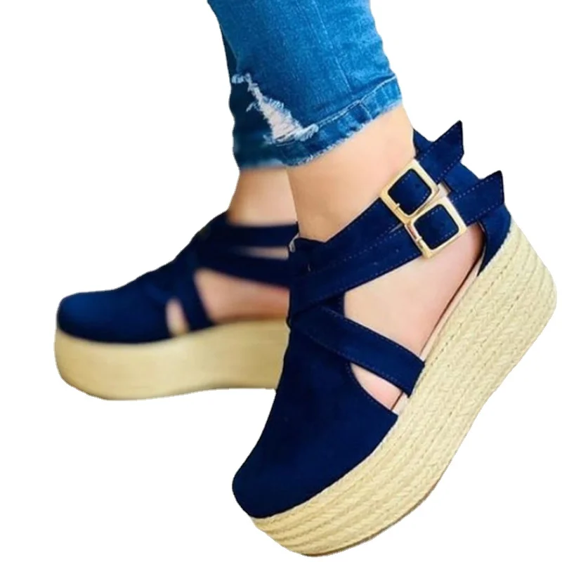 

2022 Comfort Shoes for Women Beige Heeled Sandals Large Size Black Girls Big Low Closed Clogs Velvet Wedges Sandalias De Mujer