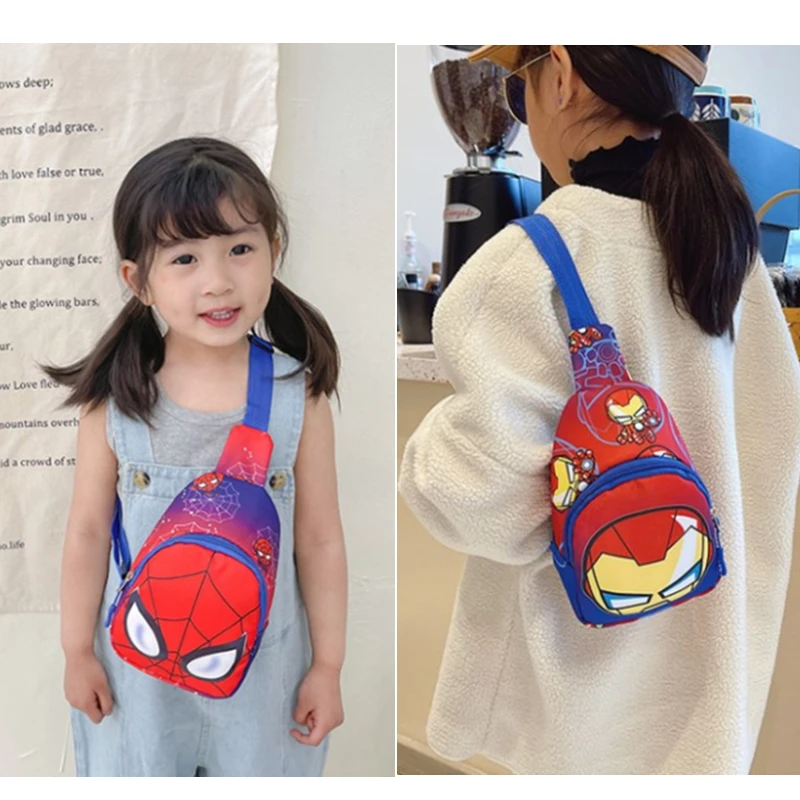 

Disney Marvel Spiderman Chest Bag Children Backpack Cartoon Iron Man Print Kids Shoulder Bags Kindergarten Boys Schoolbag Gifts