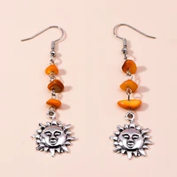 original design bohemia personality greek sun dangle earrings irregular natural stone earrings vintage drop earrings