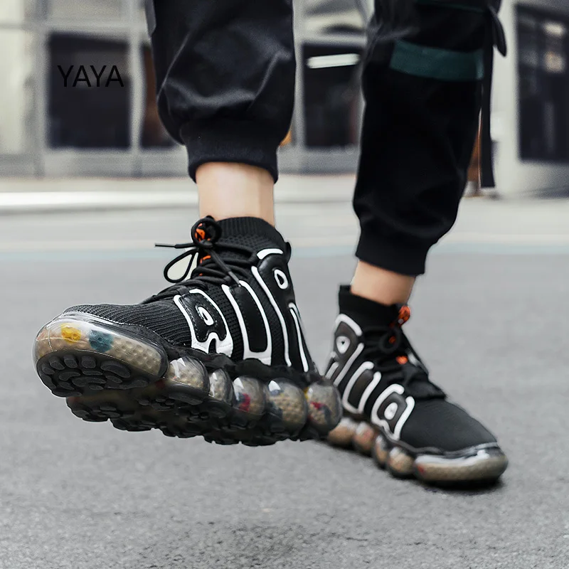 2023 New men's shoes Casual sneakers High top air basketball tennis lace-up teen socks shoes Light breathable running pair shoes