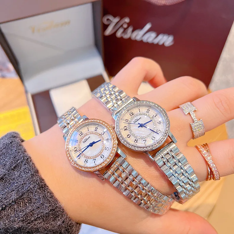 Женские часы 2022 новые модные стильные кварцевые с кристаллами водонепроницаемые