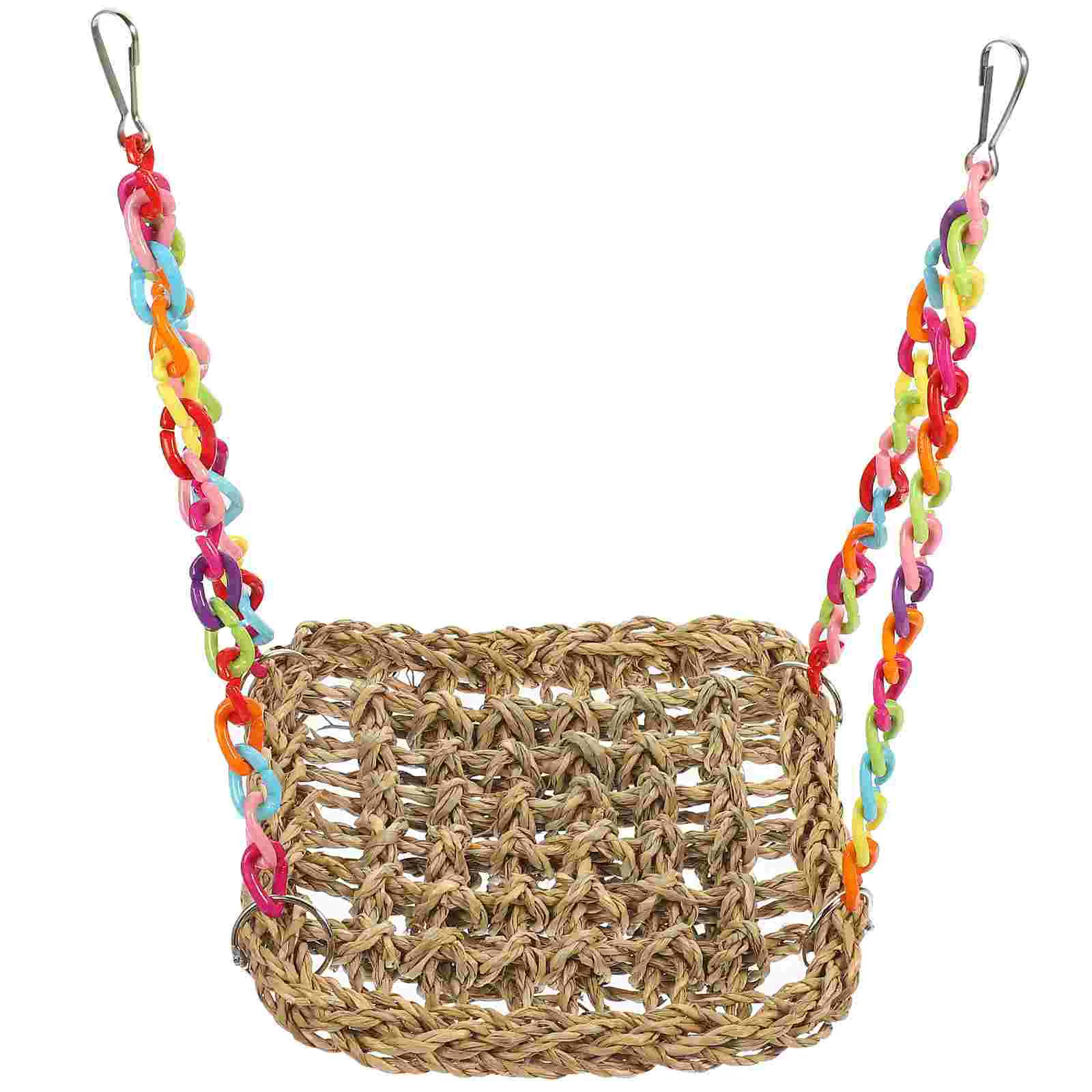 

Toy Bird Parrot Swing Wooden Cage Hanging Funny Perch Plaything Chew Standing Parakeet Foraging Rope Bridgechewingclimbing