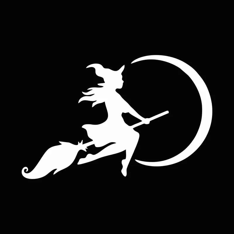 

LYKX The Witch Flying To The Moon Забавная наклейка для автомобиля Виниловые наклейки Клейкие наклейки для всего тела