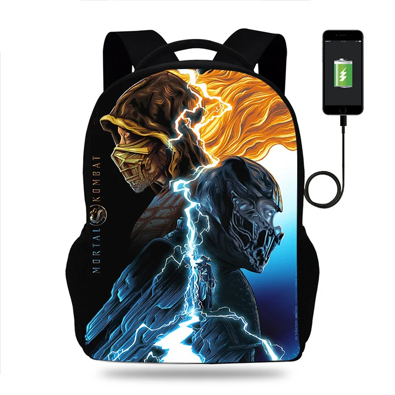 

Hot Mortal Kombat Backpack Boys Girls School Bag Teenager NO USB Travel Backpack Student Schoolbags