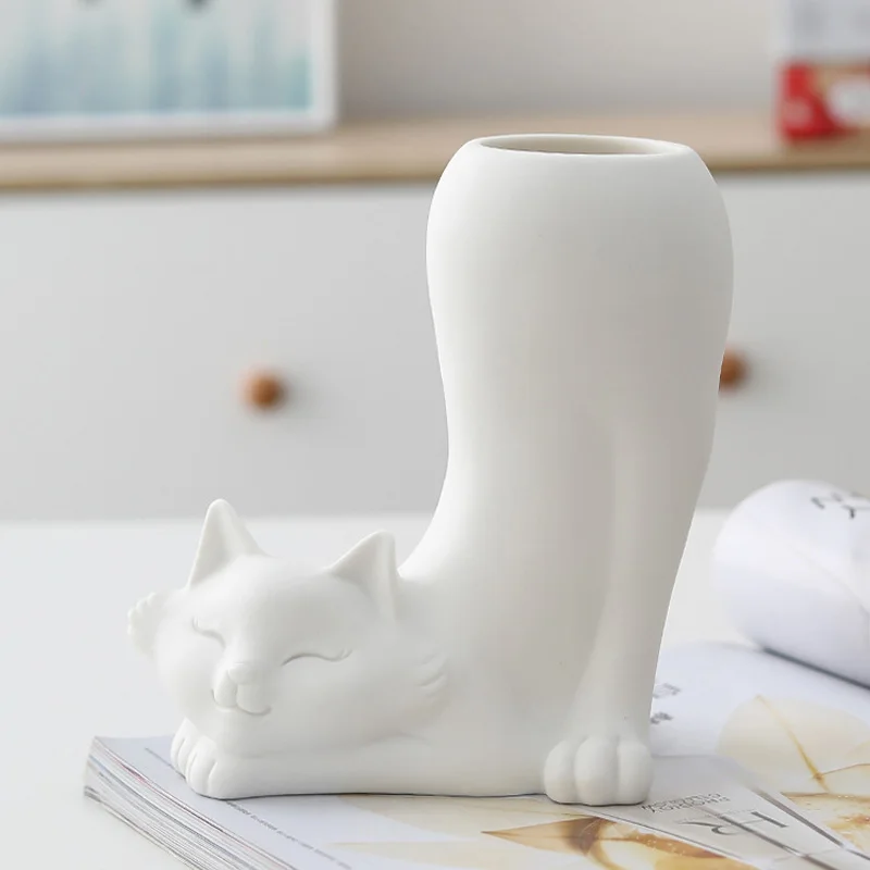 

VILEAD керамическая Ins Скандинавская белая ваза с животными креативный минималистичный домашний декор для гостиной украшения сушеный цветок ...
