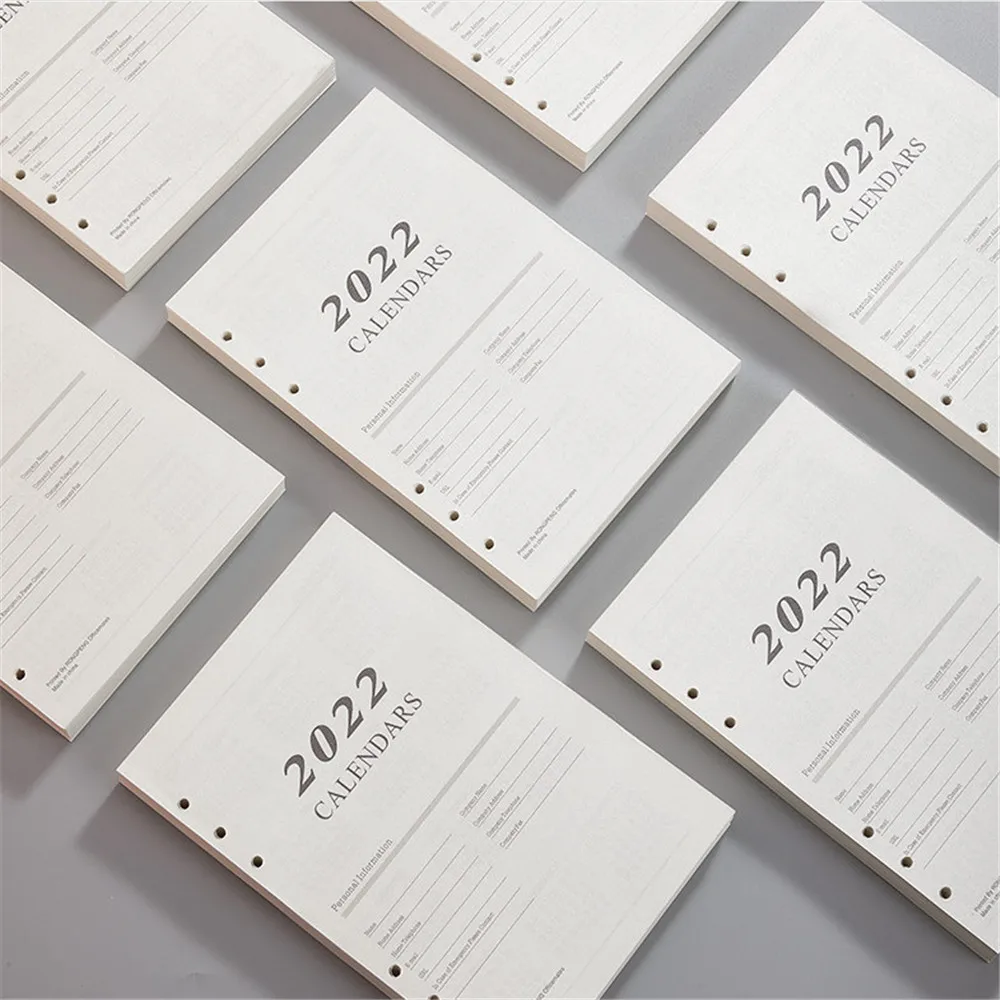 

2022 Loose-leaf Notepad A5 Notebook Calendars Inner Pages Monthly Schedule Organizers Agenda Plannner School Supplies