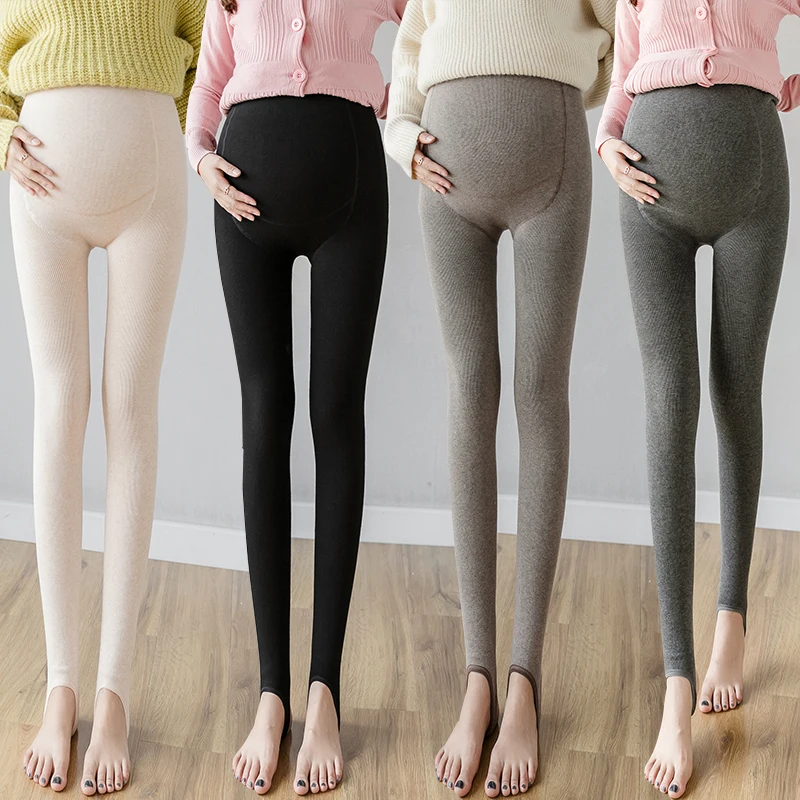 8980 Autumn Winter Thick Warm Maternity Skinny Legging Thermal Fleece Belly Pantyhose Clothes for Pregnant Women Pregnancy Pants